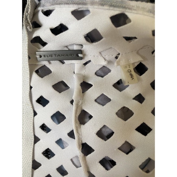 Elie Tahari Holly Neoprene Mesh Cinder Dress Perforated V Neck Laser Cut… - Picture 7 of 7